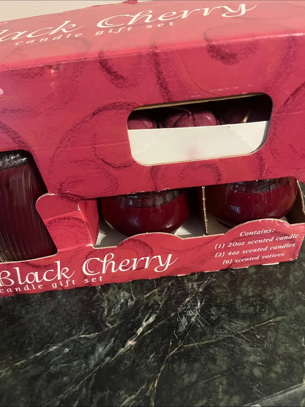 Black Cherry Candle Gift Set - Red